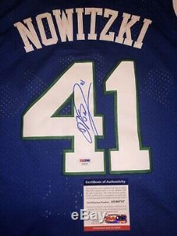 Dirk Nowitzki Dallas Mavericks Mavs Blue Signed Jersey Psa Dna Coa Auto Hof