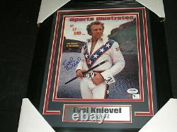 EVEL KNIEVEL Signed SI 8x10 Photo FRAMED Daredevil Autograph RARE PSA/DNA COA