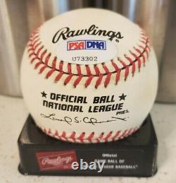 Eddie Matthews 512 HRs Autographed ONL Rawlings Baseball PSA/DNA COA #10