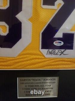 Framed Autographed Magic Johnson PSA/DNA Certified LA Lakers Jersey #32 COA