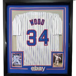 Framed Autographed/Signed Kerry Wood 33x42 Pinstripe Jersey PSA/DNA COA