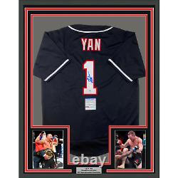 Framed Autographed/Signed Petr Yan 33x42 UFC Black Jersey Shirt PSA/DNA COA