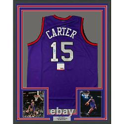 Framed Autographed/Signed Vince Carter 33x42 Toronto Purple Jersey PSA/DNA COA