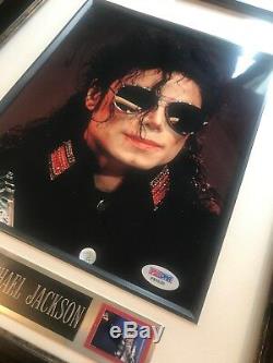 Framed Michael Jackson Autographed Photo 8 x 10 with COA. King of Pop PSA/DNA