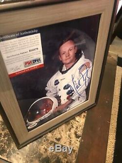 Framed Neil Armstrong Autographed 8x10 photo Authentic PSA/DNA COA