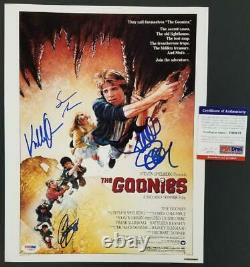 GOONIES Cast (4) Signed 11x14 Photo Donner Astin KeQuan Feldman (C) PSA/DNA COA