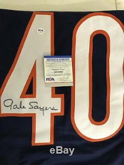 Gale Sayers Autographed Custom Navy Blue Jersey PSA/DNA COA Chicago Bears HOF