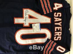 Gale Sayers Autographed Custom Navy Blue Jersey PSA/DNA COA Chicago Bears HOF