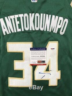 Giannis Antetokounmpo Signed Milwaukee Bucks Jersey PSA/DNA COA #34 NBA All Star
