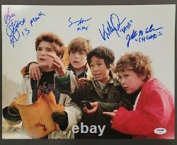 Goonies cast signed 11x14 photo Cohen Astin Ke Quan Feldman PSA/DNA COA Letter