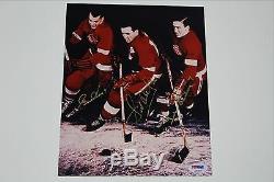 Gordie Howe Ted Lindsay Sid Abel Signed Production Line 8x10 Photo Psa/dna Coa