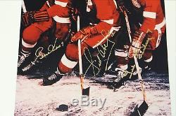 Gordie Howe Ted Lindsay Sid Abel Signed Production Line 8x10 Photo Psa/dna Coa