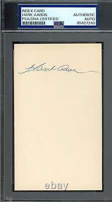 Hank Aaron PSA DNA Coa Vintage Signed 3x5 Index Card Autograph