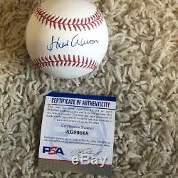 Hank Aaron Signed Autographed Official Major League Baseball With PSA DNA COA
