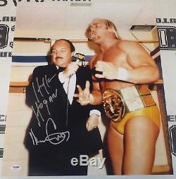 Hulk Hogan & Mean Gene Okerlund Signed WWE 16x20 Photo PSA/DNA COA Picture Auto