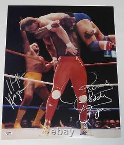 Hulk Hogan & Rowdy Roddy Piper Signed WWE 16x20 Photo PSA/DNA COA Wrestlemania 1