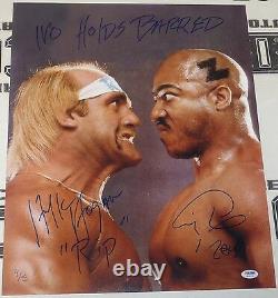 Hulk Hogan & Zeus Signed WWE No Holds Barred 16x20 Photo PSA/DNA COA Tiny Lister