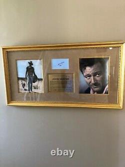 JOHN WAYNE- Autograph Signed & dated Museum Framed Western Display-PSA/DNA+ COA