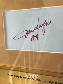 JOHN WAYNE- Autograph Signed & dated Museum Framed Western Display-PSA/DNA+ COA