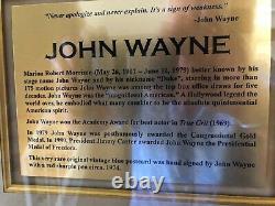 JOHN WAYNE- Autograph Signed & dated Museum Framed Western Display-PSA/DNA+ COA