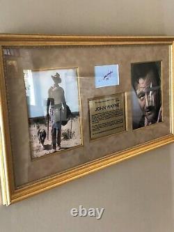 JOHN WAYNE- Autograph Signed & dated Museum Framed Western Display-PSA/DNA+ COA