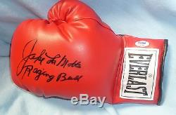 Jake LaMotta Signed Everlast Boxing Glove PSA/DNA COA L Auto'd Raging Bull Red