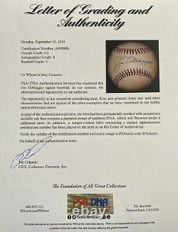 Joe DiMaggio Autographed American League Baseball New York Yankees COA PSA DNA