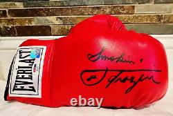 Joe Frazier Signed Everlast (R) Boxing Glove with Smokin' PSA/DNA COA Autograph