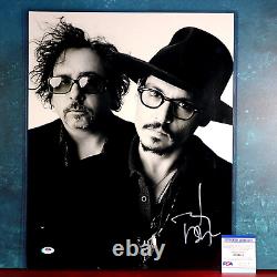 Johnny Depp Autograph 16 x 20 B&W Signed Photo Pictured W Tim Burton PSA DNA COA