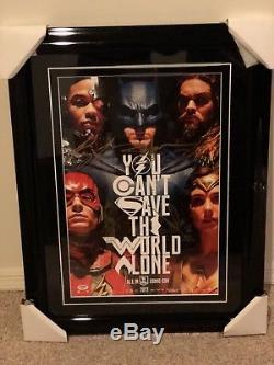 Justice League Movie Poster SDCC 2017 Signed By Cast Affleck Gadot Psa Dna Coa