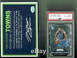 Karl-Anthony Towns Signed 2015 Panini Prizm #328 Auto Rookie RC PSA/DNA With COA