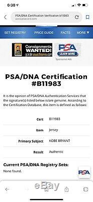 Kobe Bryant Autographed Lakers Jersey PSA/DNA COA