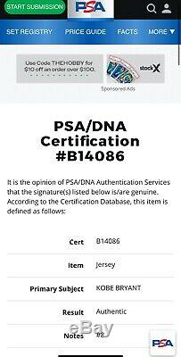 Kobe Bryant, Autographed Purple 8 Jersey PSA/DNA COA + DISPLAY PLAQUE