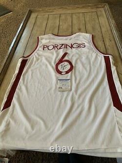 Kristaps Porzingis Autographed/Signed Jersey PSA/DNA COA Knicks Mavericks Latvia