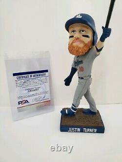 LA Dodgers Justin Turner World Series Patch SIGNED Bobblehead WithPSA/DNA COA