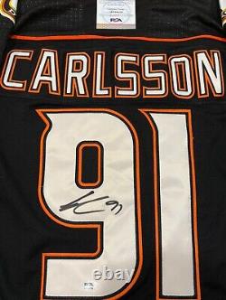 Leo Carlsson Signed Autographed Anaheim Ducks #91 Rookie Jersey Psa/Dna Coa Auto