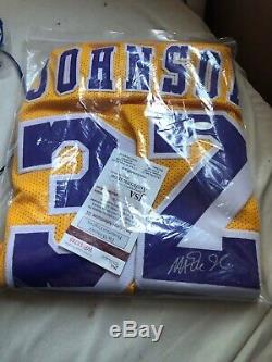 Magic Johnson Los Angeles Lakers Signed Stitched Jersey Psa/dna Coa Aa15561