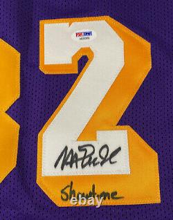 Magic Johnson Signed Purple Jersey with Showtime Inscription Auto PSA DNA COA