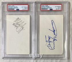 Malcolm & Angus Young Signed Index Card Lot PSA DNA COA Autographed AC/DC ACDC