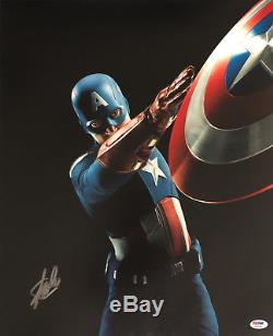 Marvel Stan Lee Signed Signed 16x20 Captain America Photo Auto PSA/DNA COA
