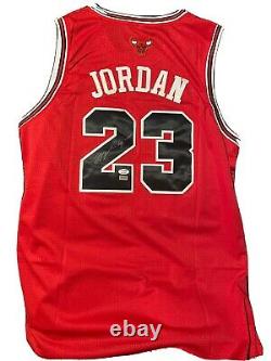 Michael Jordan Signed Autographed Chicago Bulls Red Jersey PSA/DNA COA