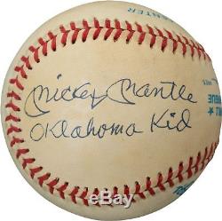 Mickey Mantle Oklahoma Kid Single Signed Inscribed Baseball PSA DNA & JSA COA