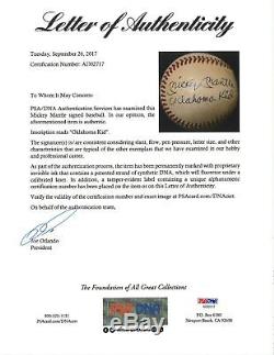Mickey Mantle Oklahoma Kid Single Signed Inscribed Baseball PSA DNA & JSA COA