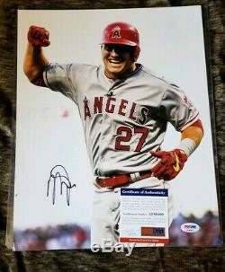 Mike Trout Signed Autographed Los Angeles Angels 11x14 Photo PSA/DNA COA