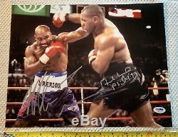 Mike Tyson & Evander Holyfield Autographed 11x14 Photo Bite Fight Psa Dna Coa