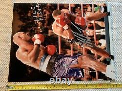 Mike Tyson & Evander Holyfield Autographed 11x14 Photo Bite Fight Psa Dna Coa