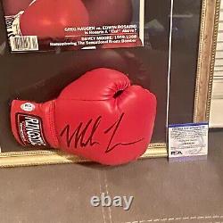 Mike Tyson Signed 17x22 Framed Boxing Glove Display With Magazine With PSA/DNA COA