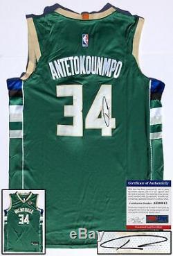 Milwaukee Bucks Giannis Antetokounmpo Signed Jersey PSA/DNA COA