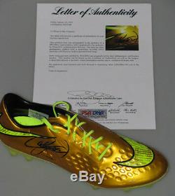 NEYMAR JR Hand Signed Gold Soccer boot + PSA DNA COA BUY GENUINE