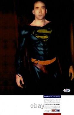 NICOLAS CAGE as SUPERMAN SIGNED 11X14 RARE SCREEN TEST SUIT PHOTO PSA DNA COA